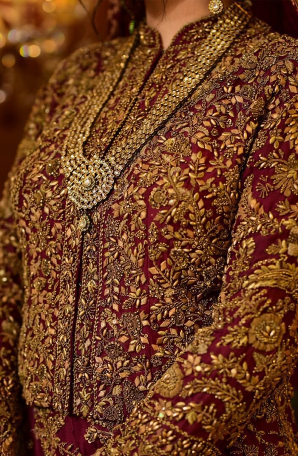 Traditional Maroon Lehenga Choli Bridal Dress Wedding Outfit - Image 2
