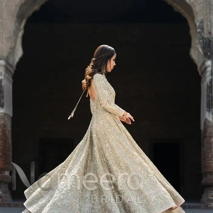 Majestic Pakistani Bridal Gown in Lehenga Frock Design