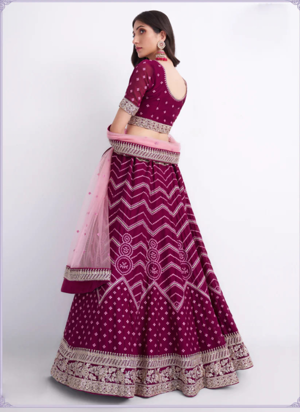 Indian Bridal Wine Georgette Lehenga Choli - Image 2