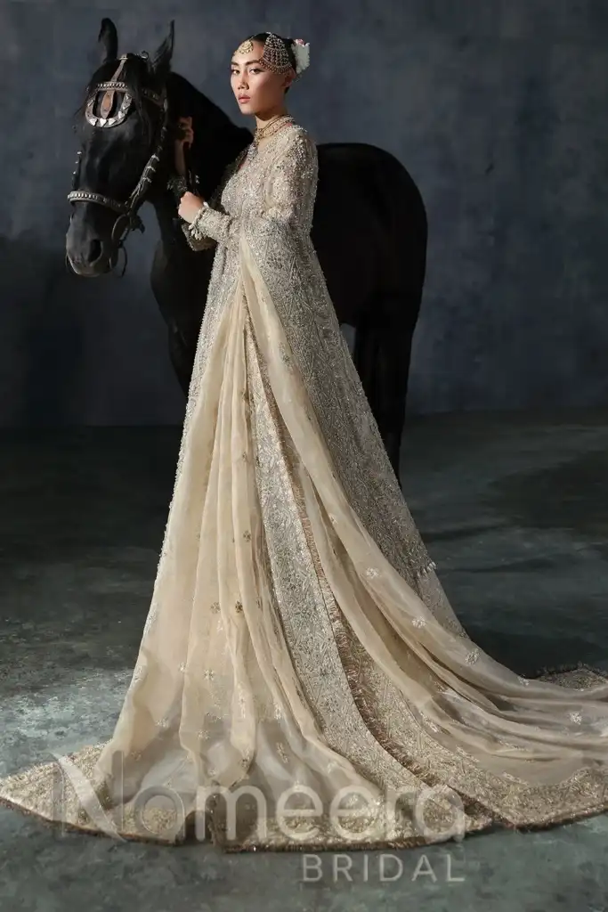 Heavily Embellished Gold Frock and Lehenga Bridal Dress