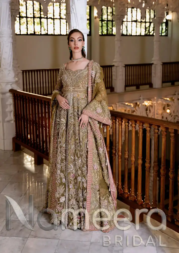 Pakistani Bridal Front Open Maxi Lehenga