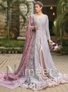 Pakistani Bridal Pink Open Sharara Gown