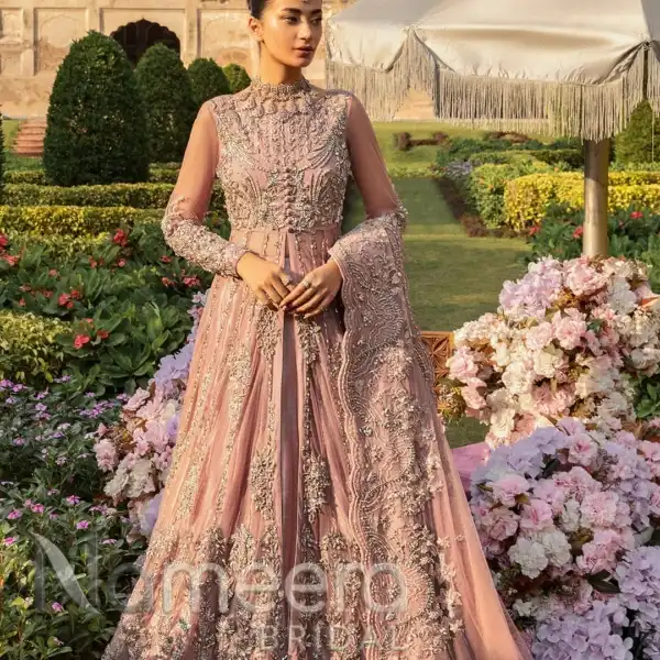 Pakistani Bridal Open Flared Gown Lehenga