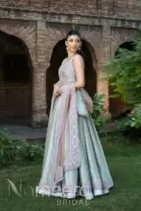 Latest Pakistani Bridal Tissue Gown Lehenga Wedding Dress