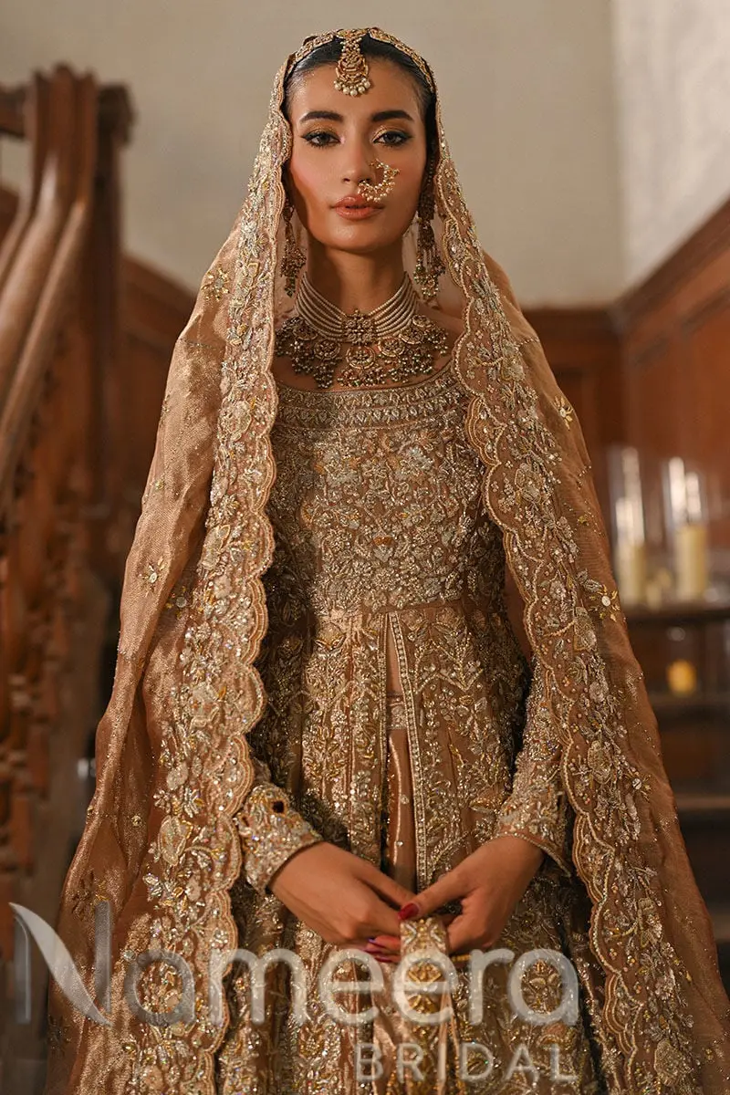 Pakistani Bridal Kalidar Open Gown Lehenga