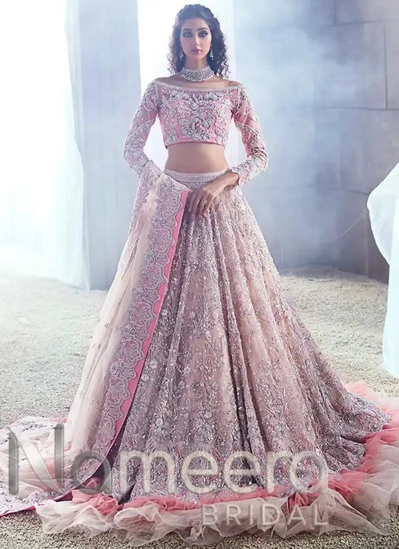 Pakistani Bridal Peachy Pink Lehenga Choli
