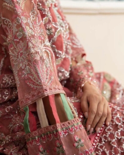 Pink Embroidered Pakistani Wedding Kameez Sharara