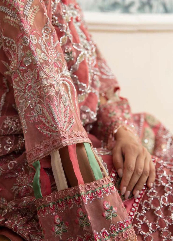 Pink Embroidered Pakistani Wedding Kameez Sharara - Image 2