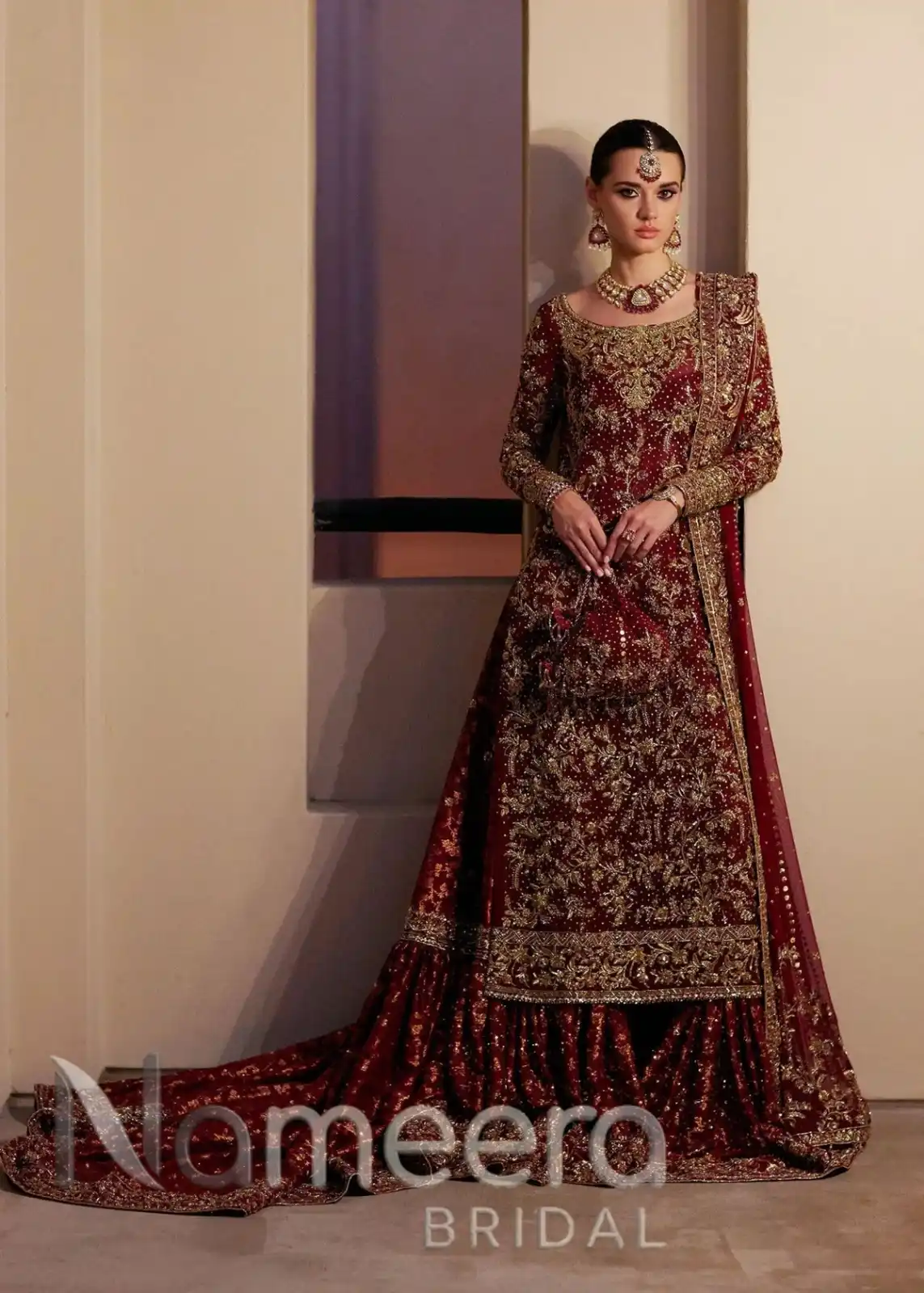 Classic Red Wedding Gharara Pakistani Bridal Outfit