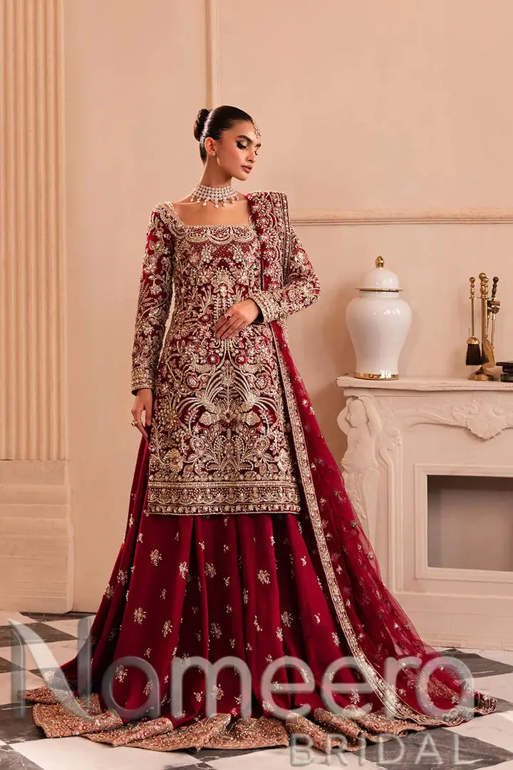 Pakistani Bridal Red Kameez and Gharara