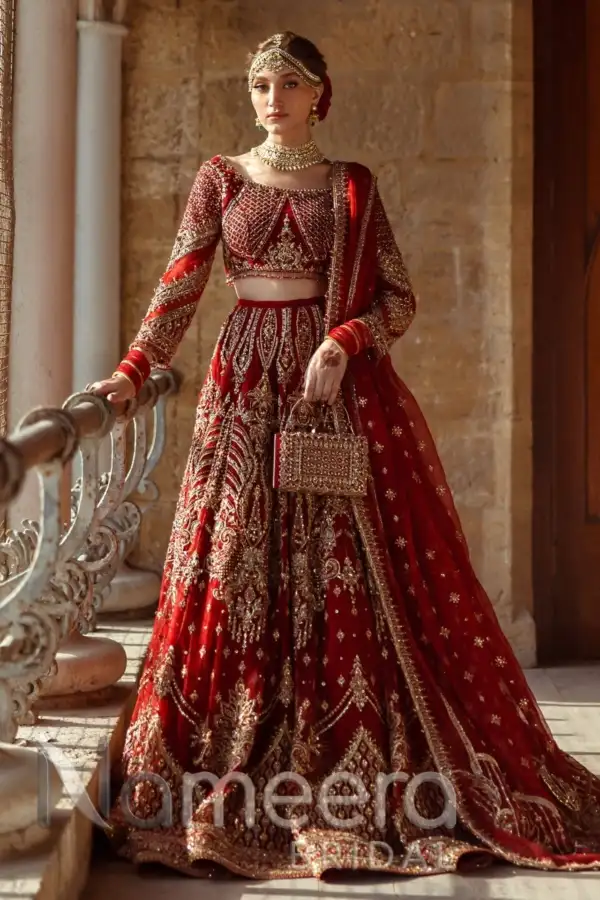Elegant Red Bridal Lehenga Choli Pakistani Wedding