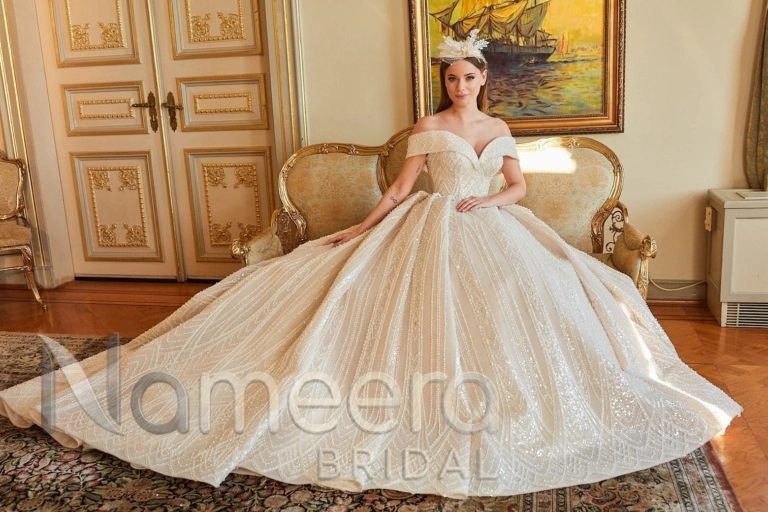 Ethereal Off-Shoulder Fairytale Wedding Gown