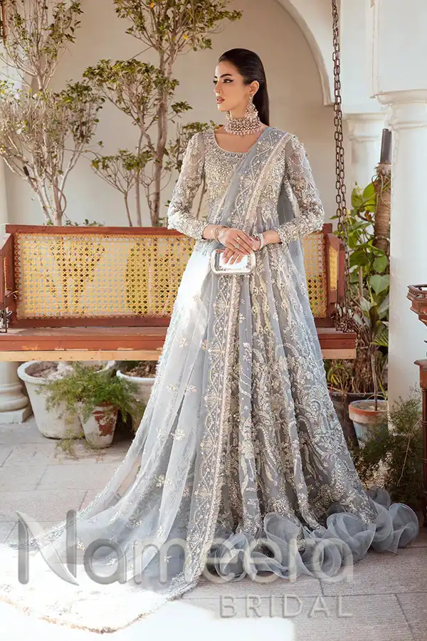 Pakistani Wedding Bridal Blue Gown Lehenga