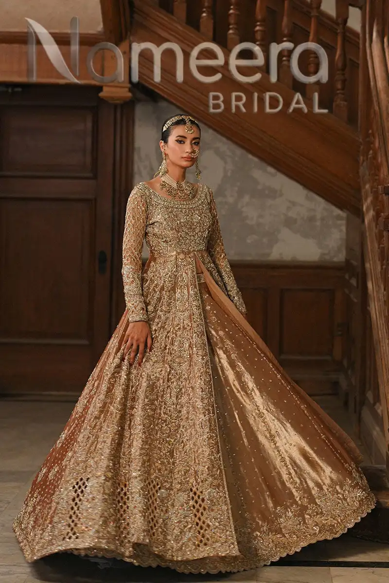Pakistani Bridal Kalidar Open Gown Lehenga