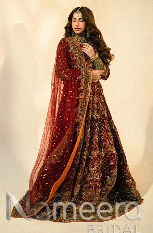 Pakistani Bridal Royal Maroon Lehenga Choli
