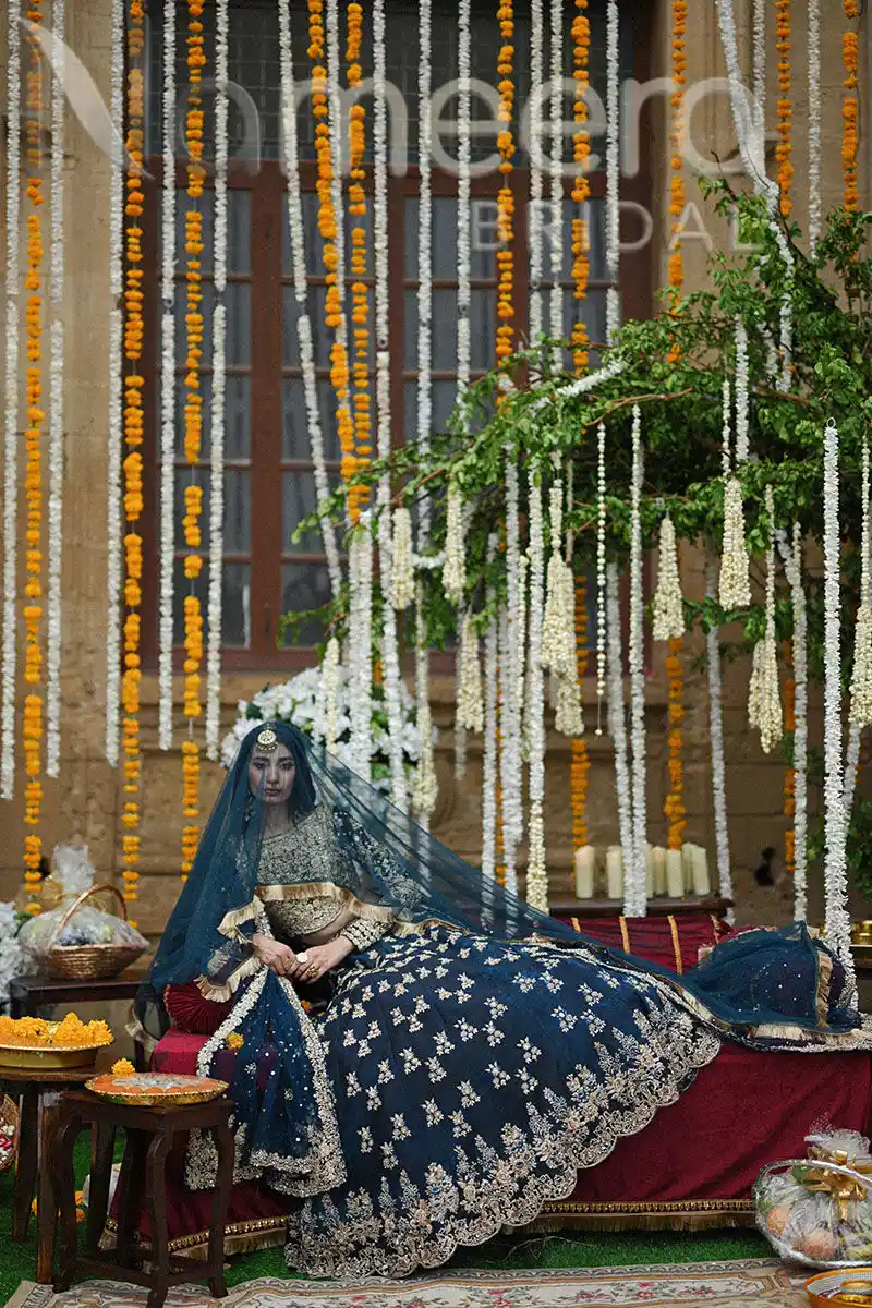 Latest Pakistani Bridal Teal Lehenga Choli
