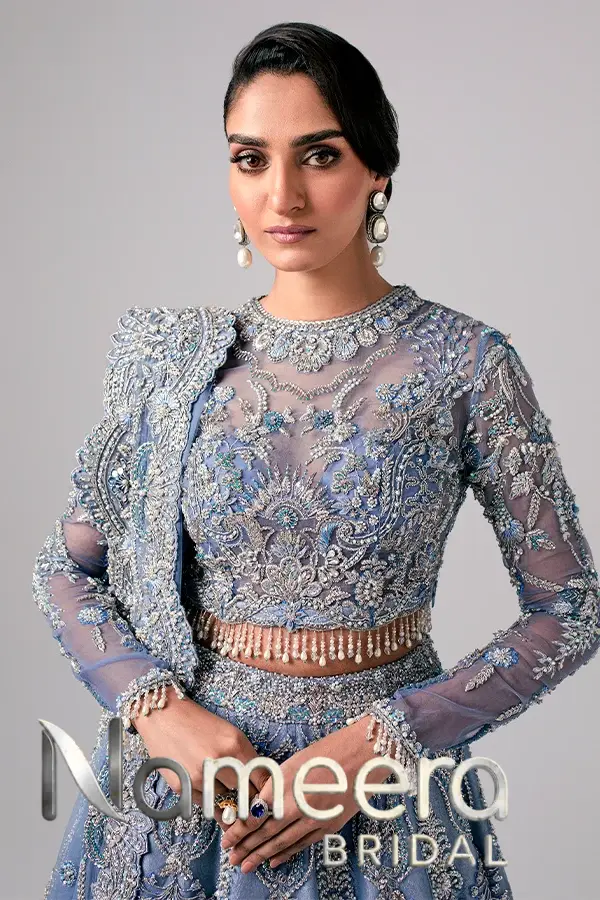 Pakistani Bridal Sky Blue Lehenga Choli