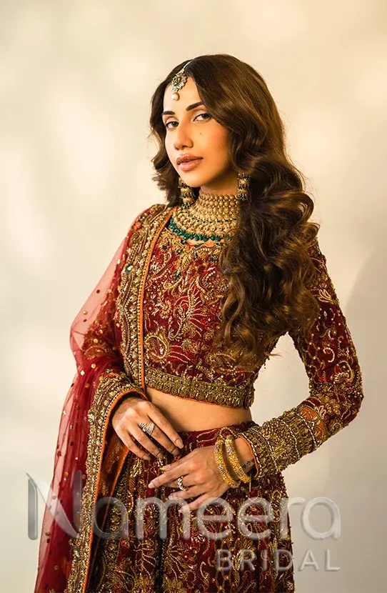 Pakistani Bridal Royal Maroon Lehenga Choli