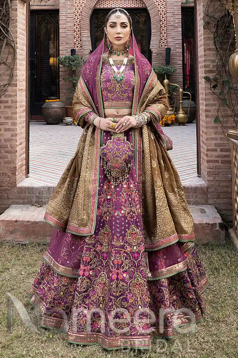 Pakistani Bridal Embroidered Lehenga Choli Outfit