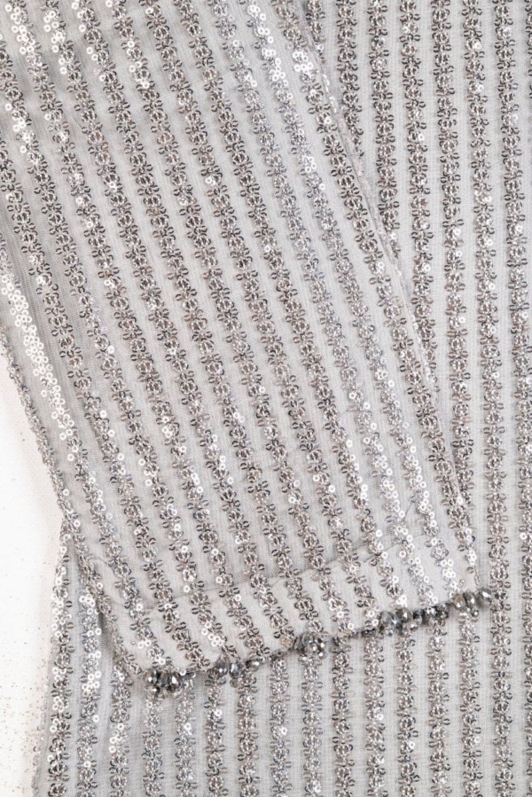Sequins embroidered net shirt and dupatta with grip silk trousers - Image 5