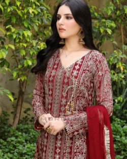 Deep Red Angrakha Pakistani Party Outfit