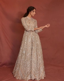 Silver Gold Tissue Embroidered Zardozi Work Bridal Dress