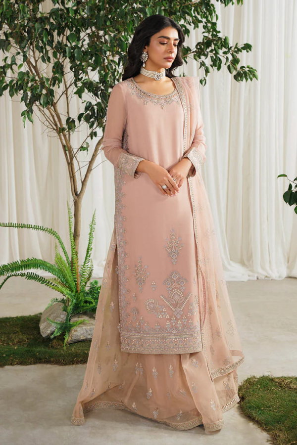 Baby Pink Pakistani Party Kameez Sharara