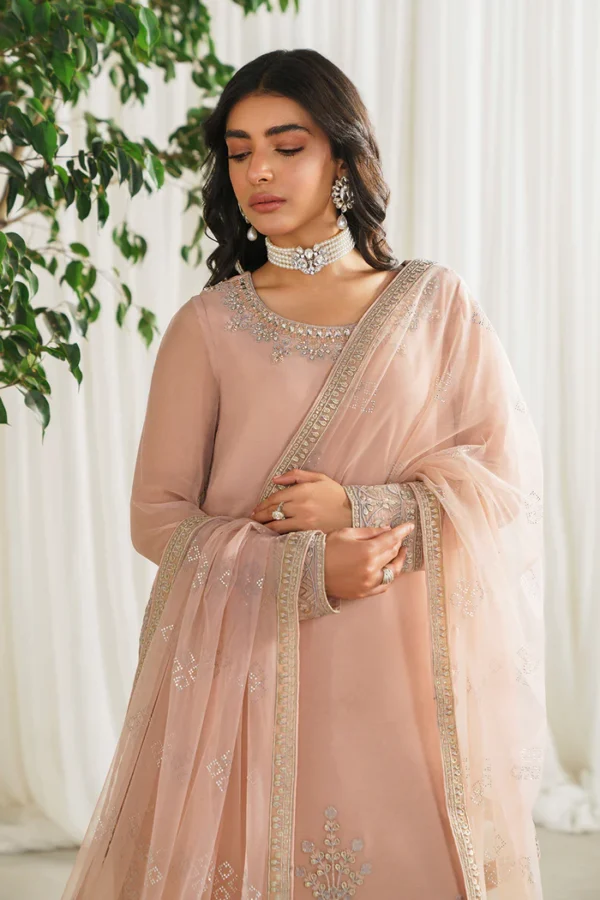 Baby Pink Pakistani Party Kameez Sharara - Image 2