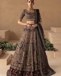 Beautiful Indian Bridal Plum Lehenga Choli