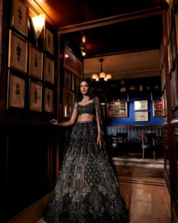 Black Silver Indian Bridal Lehnga Choli