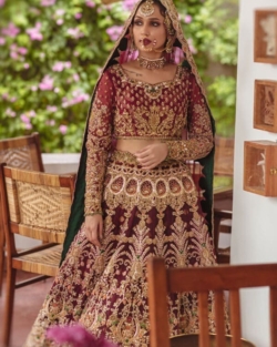 Bridal Deep Blood Red Lehenga Choli