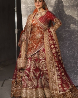 Bridal Double Dupatta Red Lehenga Choli