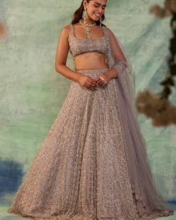 Bridal Grey Lehenga Choli Indian Wedding Dress