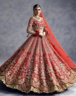 Brunt Red Bridal Lehenga Choli with Dupatta 