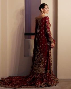 Classic Red Wedding Gharara Pakistani Bridal Outfit