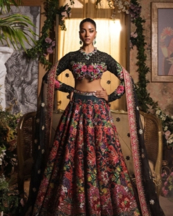 Classic Wedding Indian Black Bridal Lehenga Choli