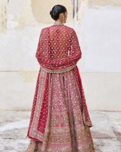 Designer Embellished Deep Red Indian Lehenga