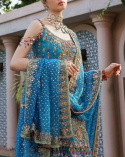 Elegant Blue embellished Indian Bridal Dress