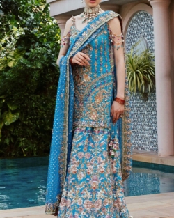 Elegant Blue embellished Indian Bridal Dress