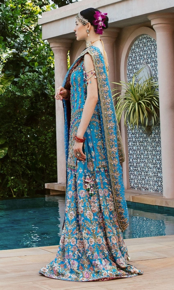 Elegant Blue embellished Indian Bridal Dress