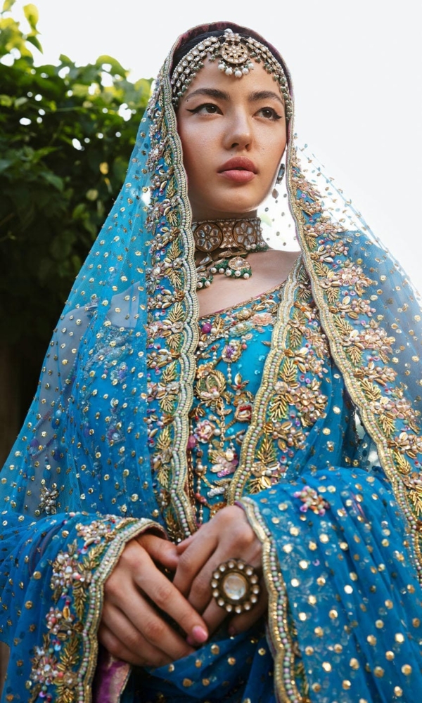 Elegant Blue embellished Indian Bridal Dress