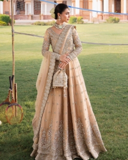 Elegant Pakistani Bridal Lehenga Pishwas Frock