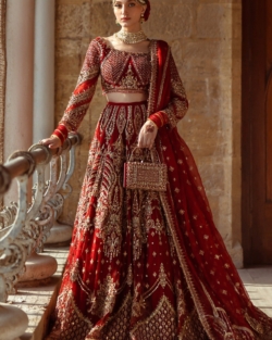 Elegant Red Bridal Lehenga Choli Pakistani Wedding