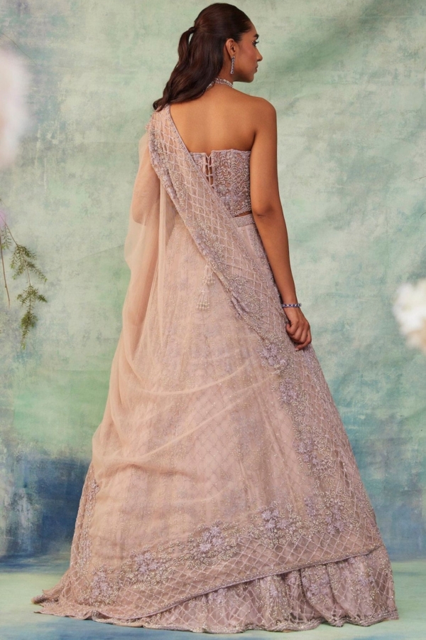 Embellished Indian Bridal Lilac Lehenga Choli - Image 2