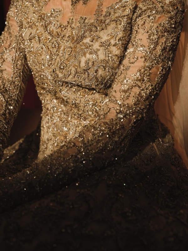 Embellished Pakistani Bridal Off-White Gown - Image 3