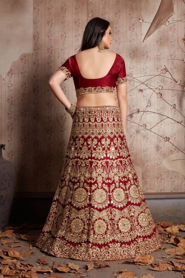 Indian Bridal Hypnotizing Dim Red Lehenga Choli - Image 4