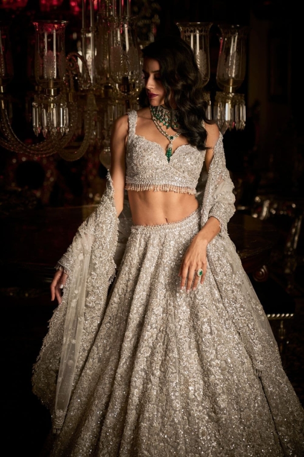 Indain Bridal Silver Floral Lehenga Choli