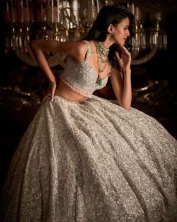 Indain Bridal Silver Floral Lehenga Choli