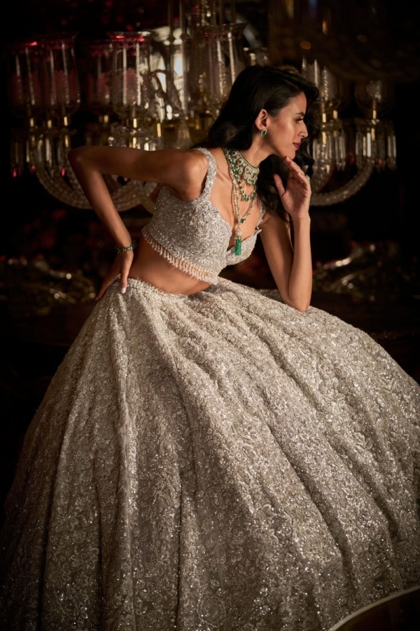 Indain Bridal Silver Floral Lehenga Choli