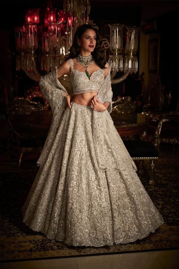 Indain Bridal Silver Floral Lehenga Choli